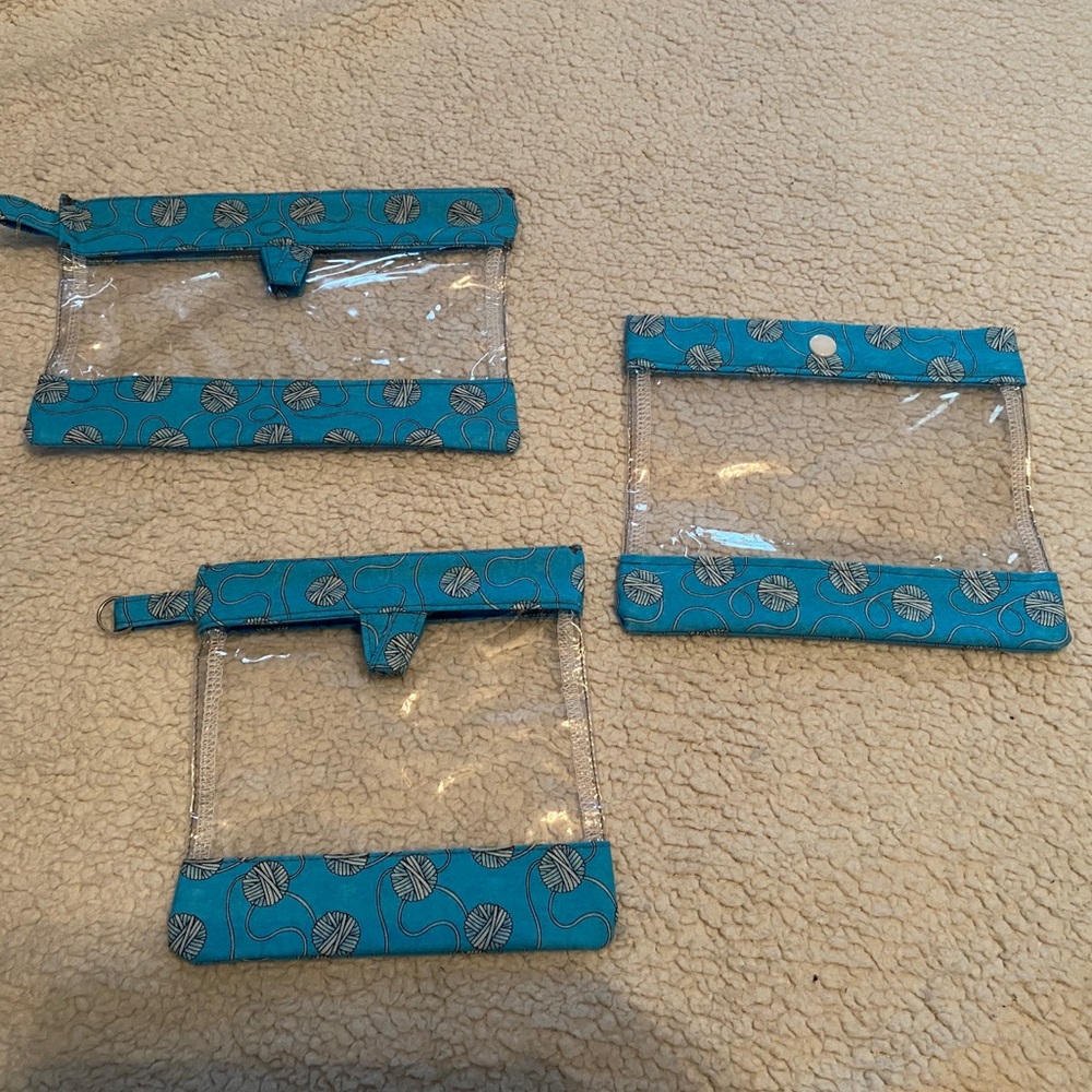 3 homemade storage plastic lined bags - perfect for purses, crafts or travel!